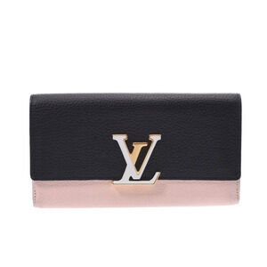 LOUIS VUITTON Portefeuille Capucines Black Pink White Taurillon Leather Long